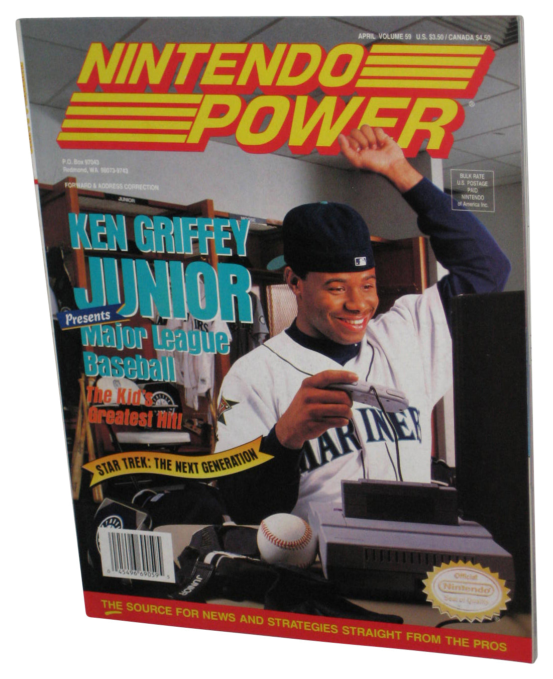 Nintendo Power April 1994 Vol. 59 Magazine Book w/ Poster & Cards - (Ken Griffey Jr. Cover)