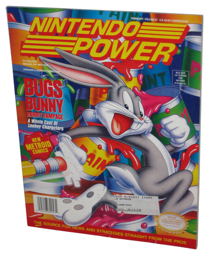 Nintendo Power February 1994 Vol. 57 Magazine Book w/ Poster & Cards - (Bugs Bunny Rabbit Rampage Cover)