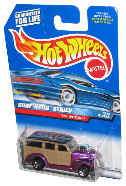 Hot Wheels Surf 'N Fun Series 1/4 (1998) Purple & Tan '40s Woodie Toy Car #961