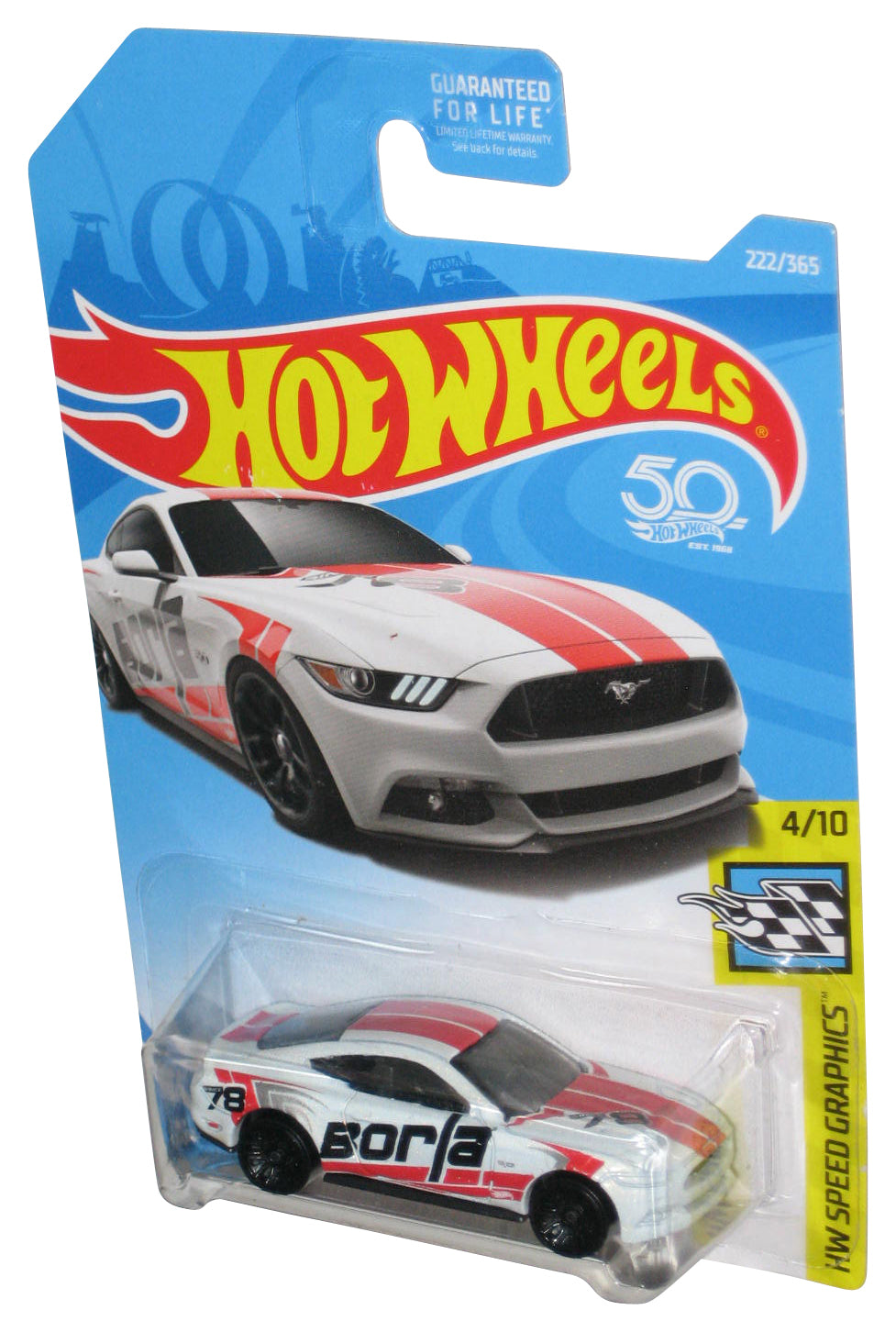 Hot Wheels Speed Graphics 4/10 (2017) White 2015 Ford Mustang GT Toy Car 222/365