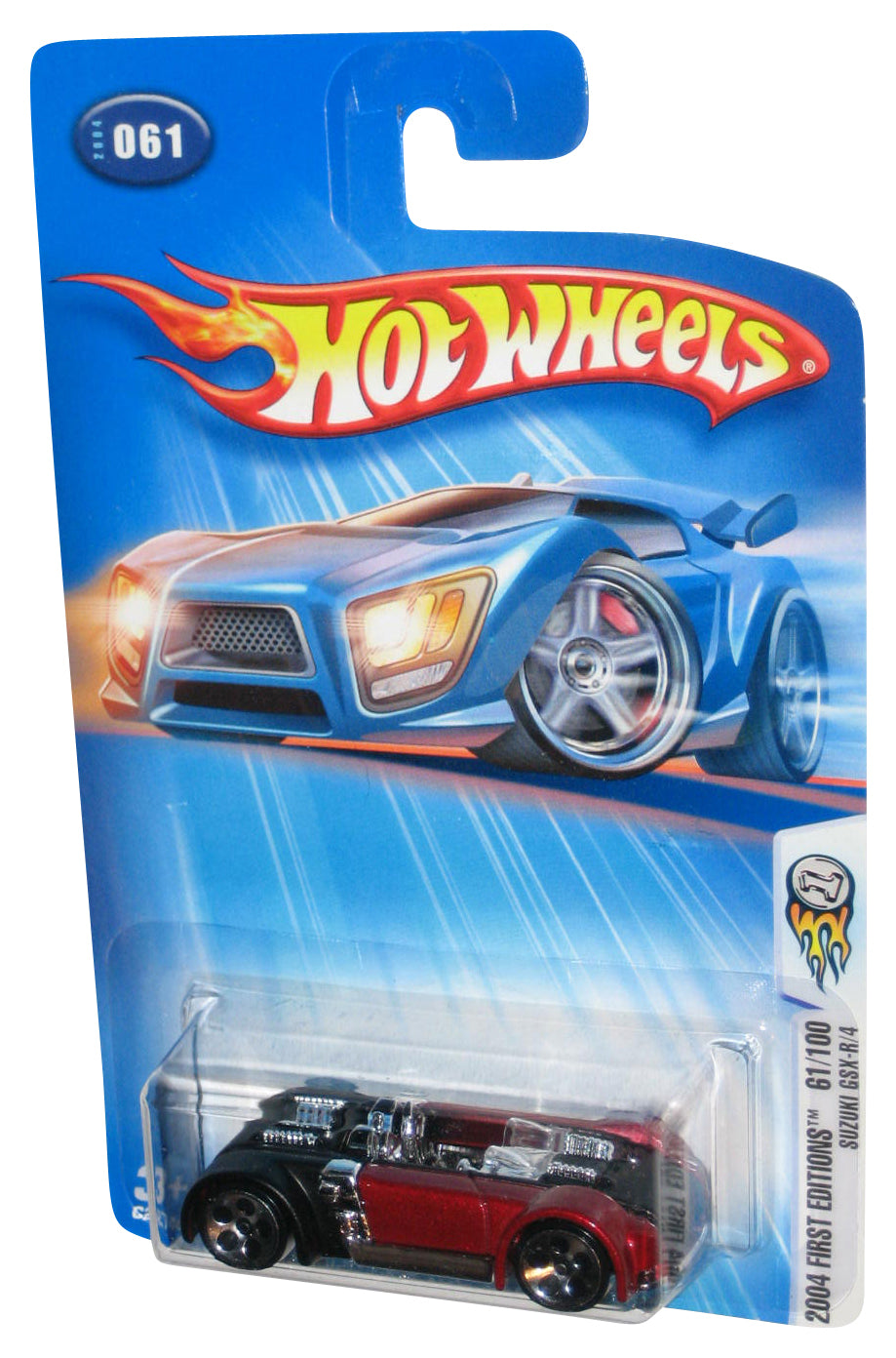 Hot Wheels 2004 First Editions 61/100 Red Suzuki GSX-R/4 Toy Car #061 - (Headlights Card)
