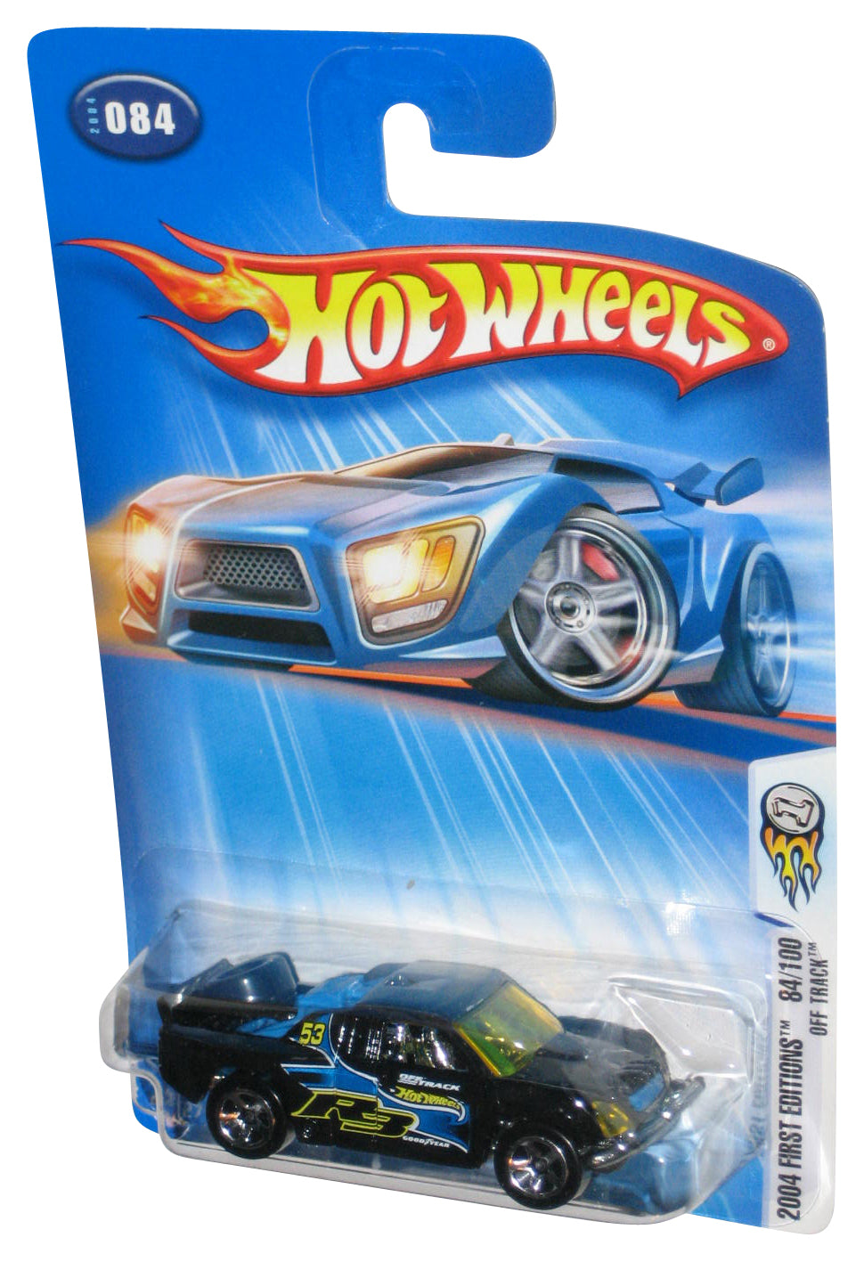 Hot Wheels 2004 First Editions 84/100 Black Off Track Toy Car #084 - (Headlights Card)