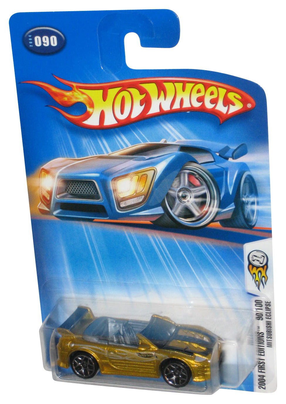 Hot Wheels 2004 First Editions Gold Mitsubishi Eclipse Car 090/100 - (Headlights Card)