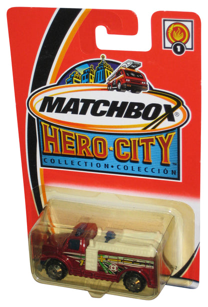Matchbox Hero City Collection (2002) Red Highway Fire Pumper Toy Truck #1 - (Plastic Yellow Tint)