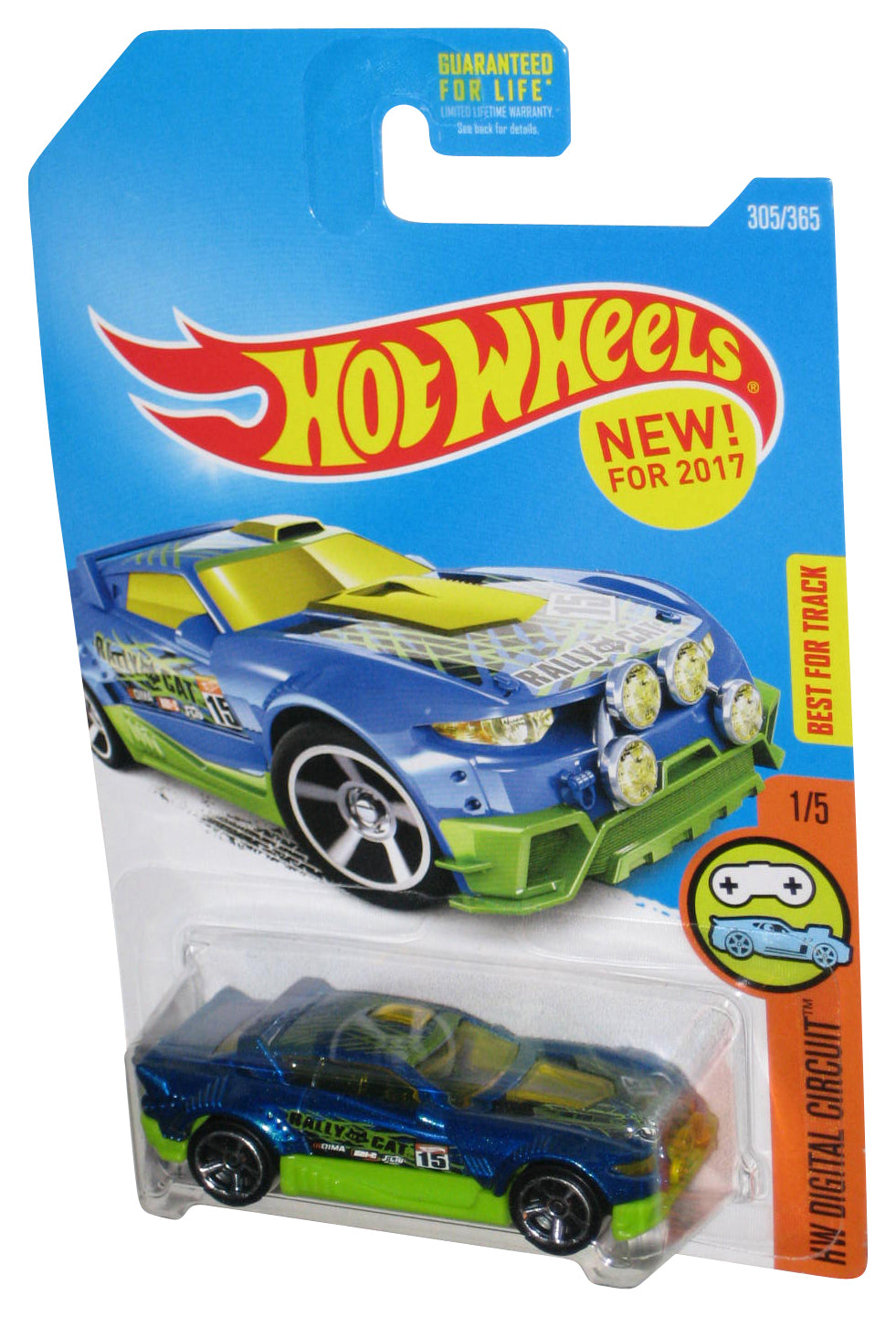 Hot Wheels HW Digitcal Circuit 1/5 (2017) Blue & Green Rally Cat Toy Car 305/365