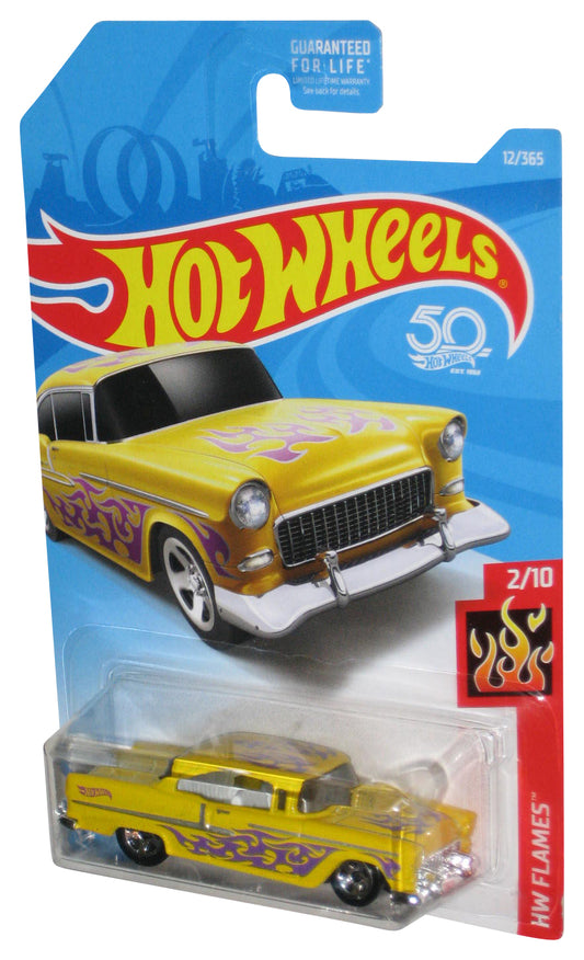 Hot Wheels HW Flames 2/10 (2017) Yellow '55 Chevy Toy Car 12/365