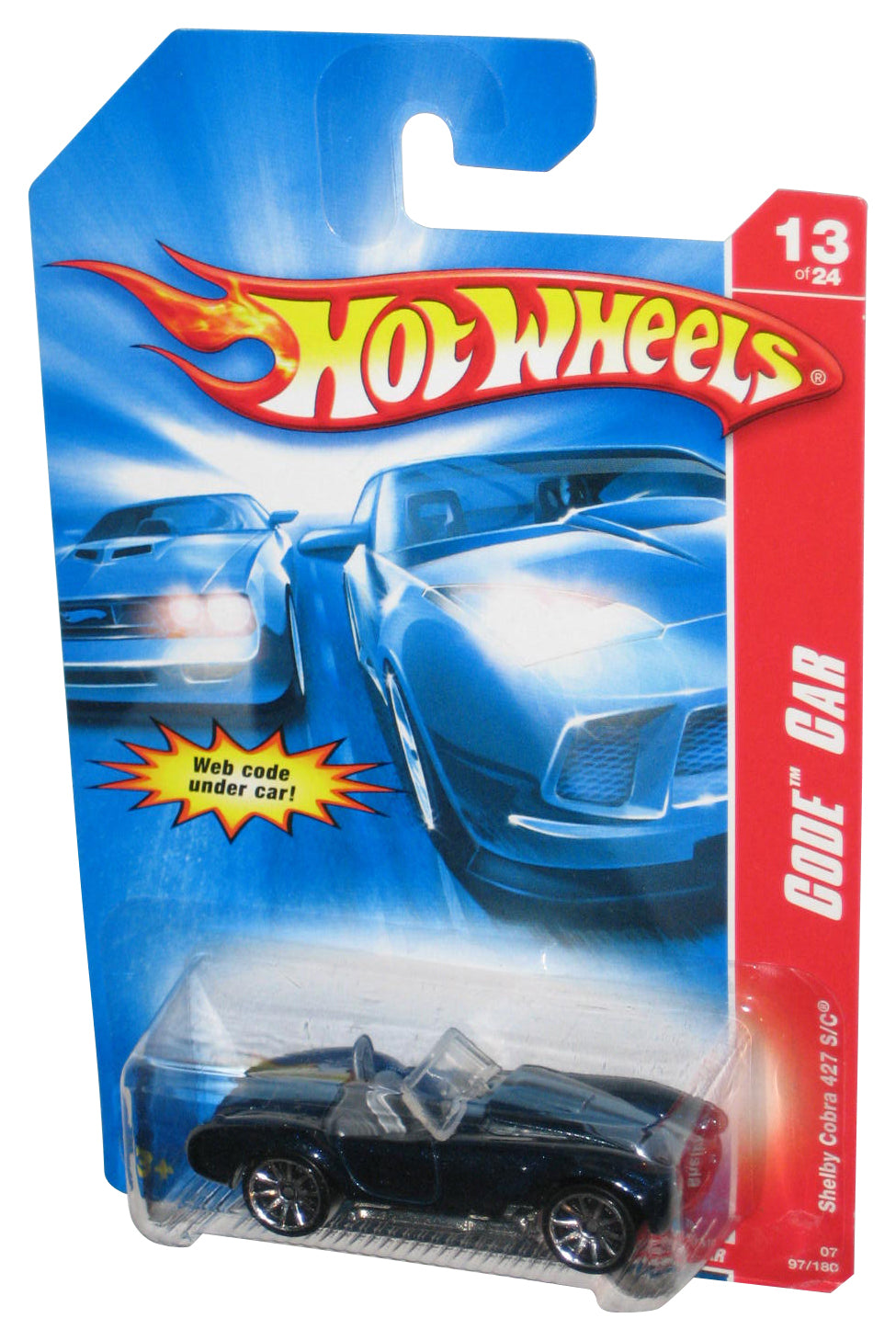 Hot Wheels Code Car 13/24 Blue Shelby Cobra 427 S/C Car Toy 97/180