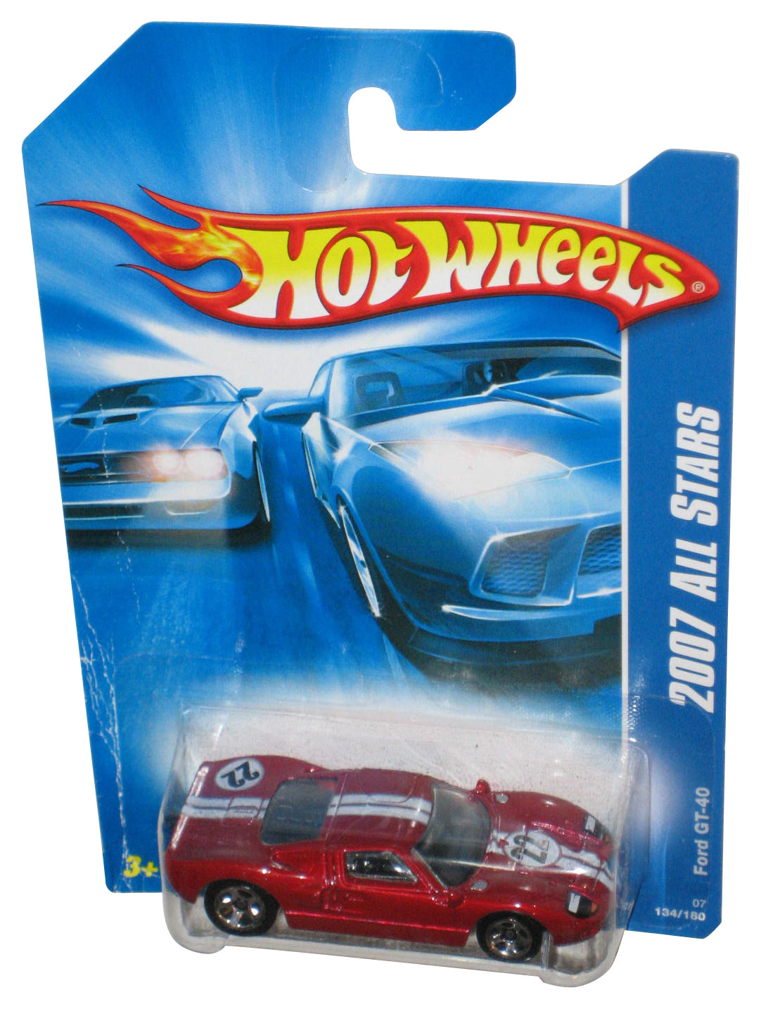 Hot Wheels 2007 All Stars Red Ford GT-40 Die-Cast Car 134/180 - (Creased Card)