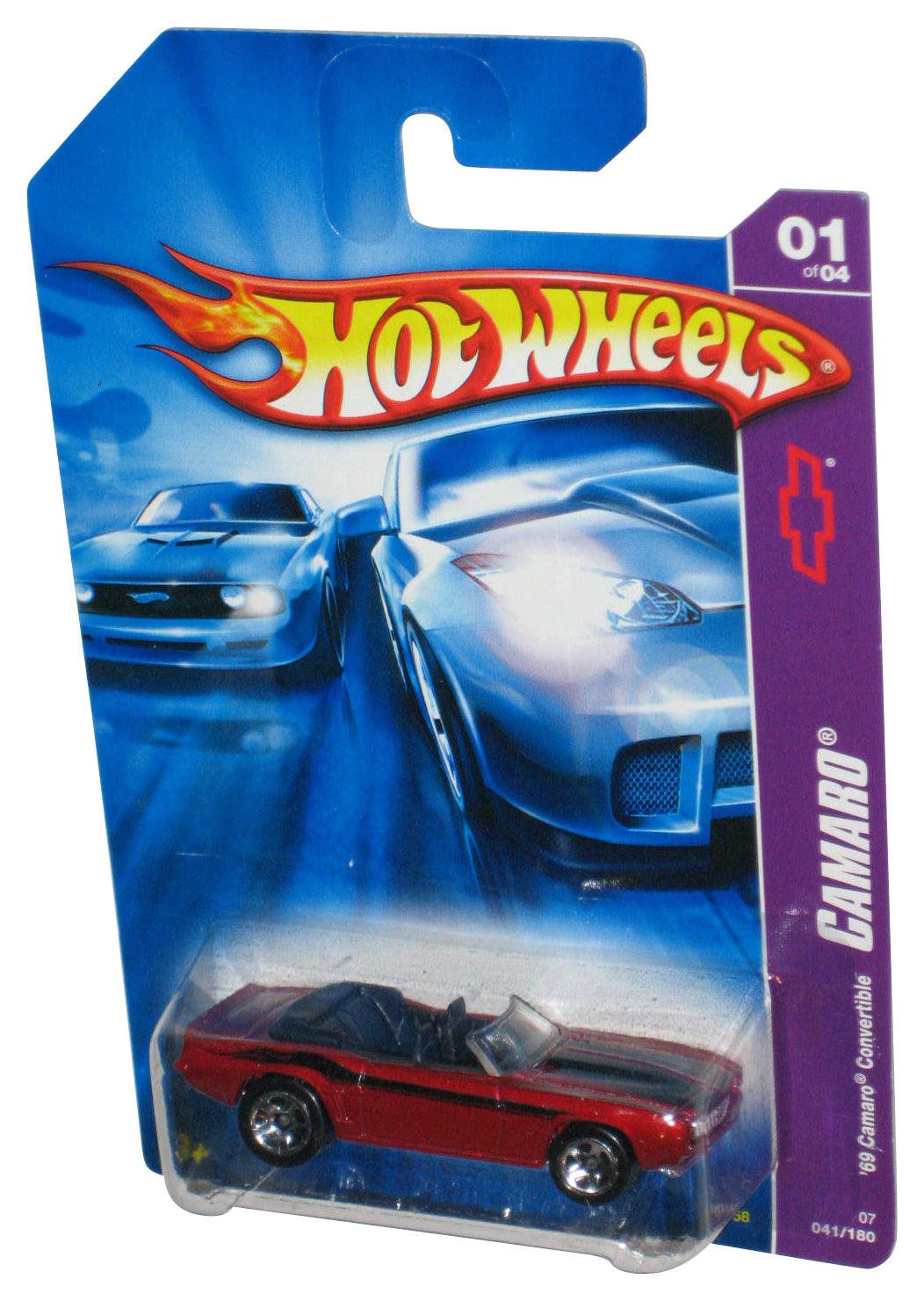Hot Wheels Red '69 Camaro Convertible 1/4 (2006) Mattel Toy Car 041/180