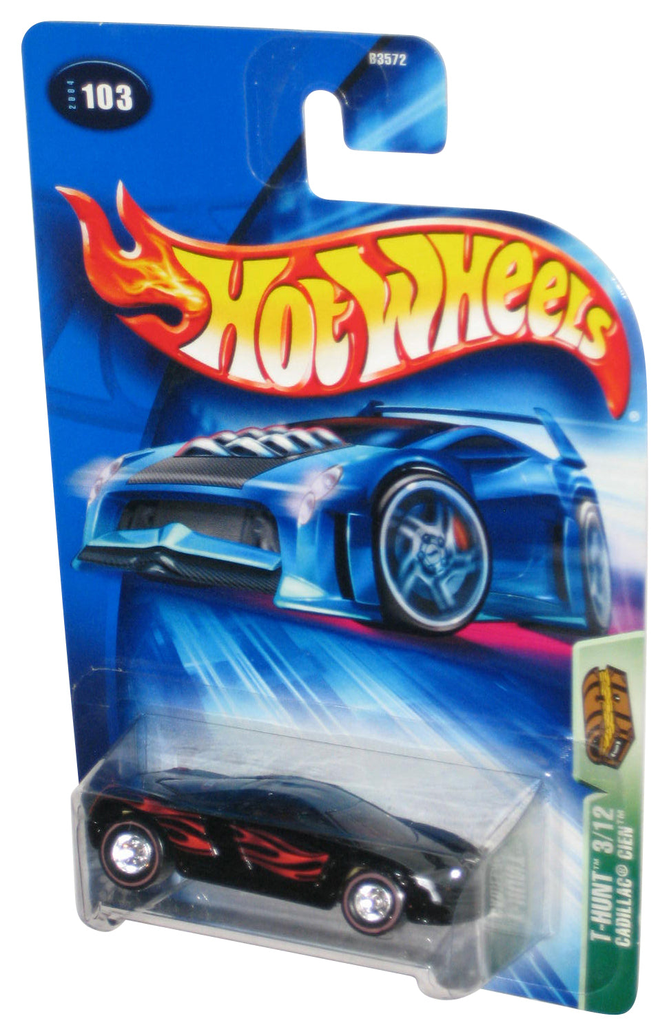 Hot Wheels T-Hunt 3/12 Black Cadillac Cien (2004) Mattel Toy Car #103