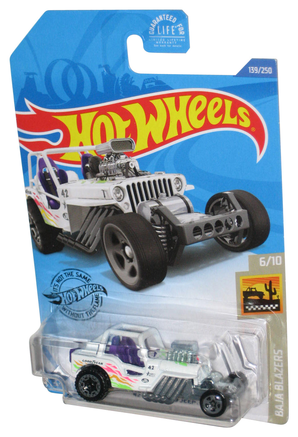 Hot Wheels Baja Blazers 6/10 (2018) White '42 Willys MB Jeep Toy Car 139/250