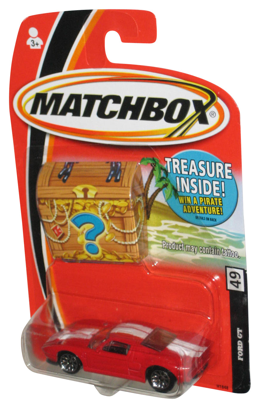Matchbox Red Ford GT (2005) Mattel Die-Cast Toy Car #49 w/ Treasure Chest