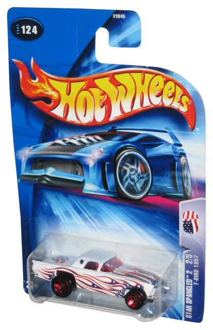 Hot Wheels Star Spangled 2 2/25 (2004) White American Flag Design T-Bird 1957 Toy Car #124