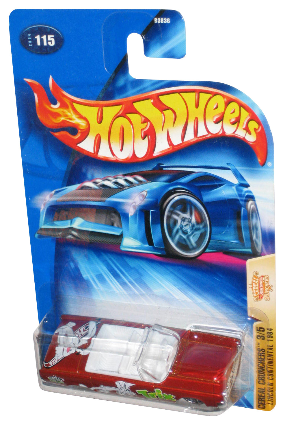 Hot Wheels Cereal Crunchers 3/5 (2004) Trix Red Lincoln Continental 1964 Toy Car #115