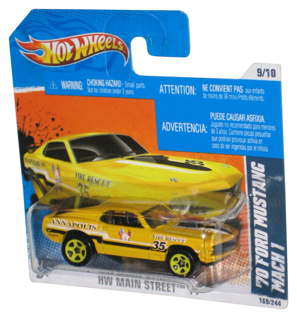 Hot Wheels HW Main Street '11 9/10 Yellow '70 Ford Mustang Mach 1 Car 169/244 - (Short Card)