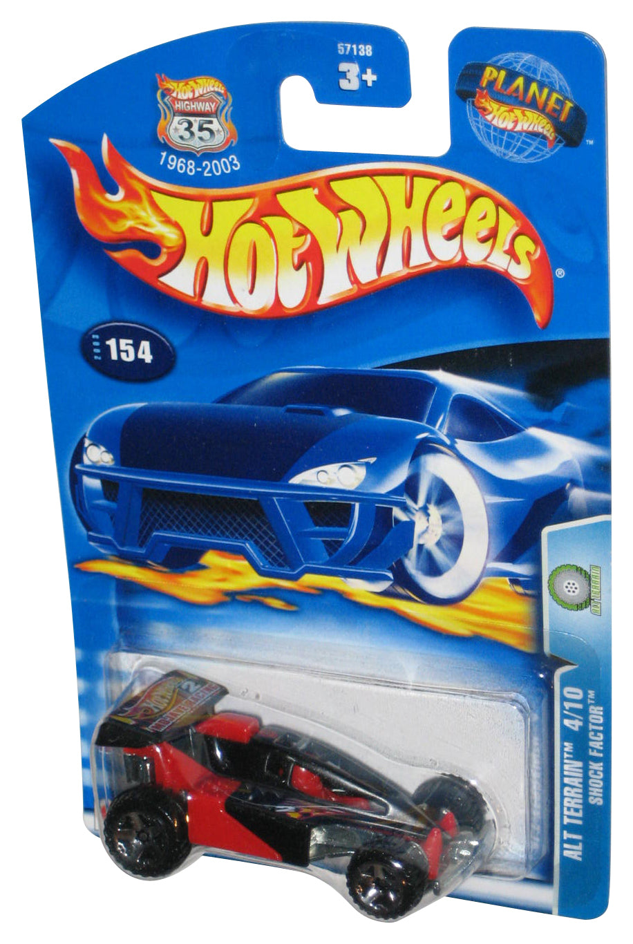 Hot Wheels Alt Terrain 4/10 (2003) Red & Black Shock Factor Toy Car #154