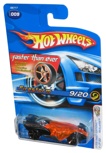 Hot Wheels 2005 First Editions 9/20 Realistix Black & Orange Firestorm Toy Car #009 - (Faster Than Ever Card)