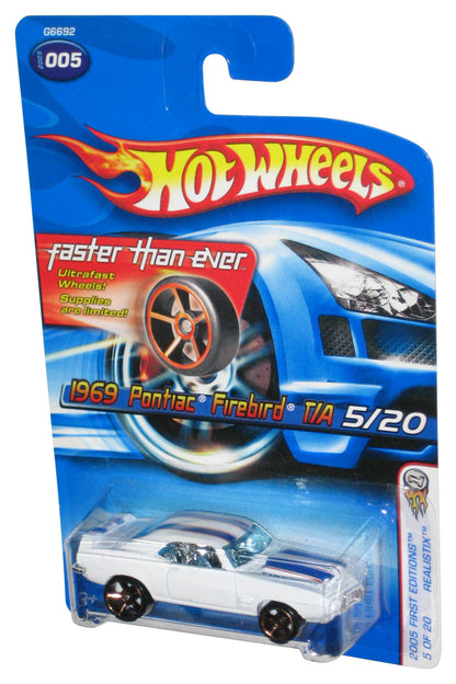Hot Wheels 2005 First Editions 5/20 Realistix White 1969 Pontiac Firebird T/A Toy Car #005 - (Faster Than Ever Card)