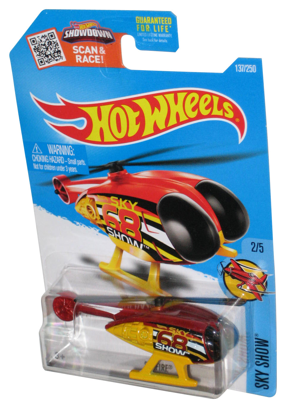 Hot Wheels Sky Show 2/5 (2015) Yellow & Red Skyfire Helicopter Toy 137/250