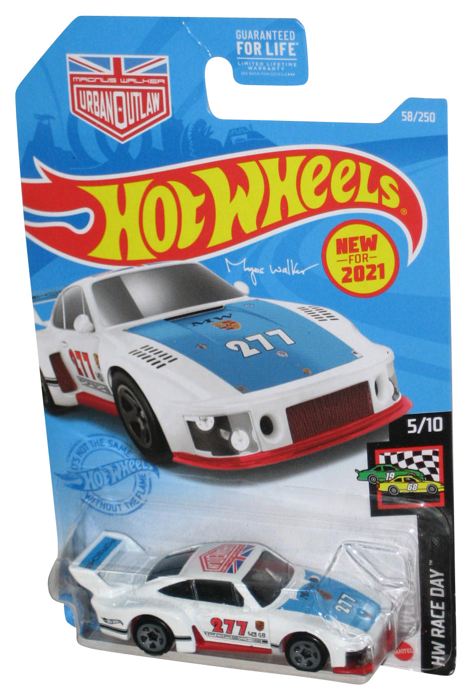 Hot Wheels Magus Walker HW Race Day 5/10 (2020) Porsche w/ Blue Hood 935 White Car 58/250