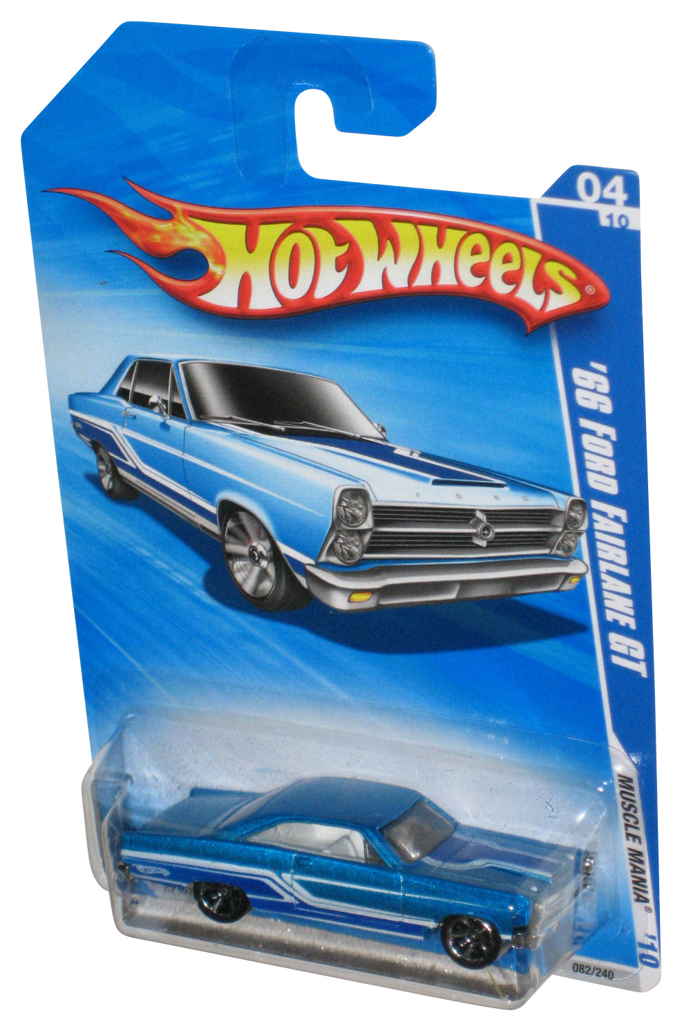 Hot Wheels Muscle Mania '10 Blue '66 Ford Fairlane GT Car 082/240