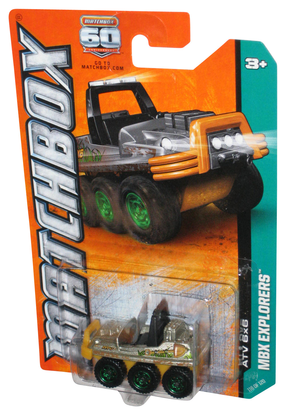 Matchbox MBX Explorers (2012) Mattel Gold ATV 6x6 Vehicle Toy 116/120