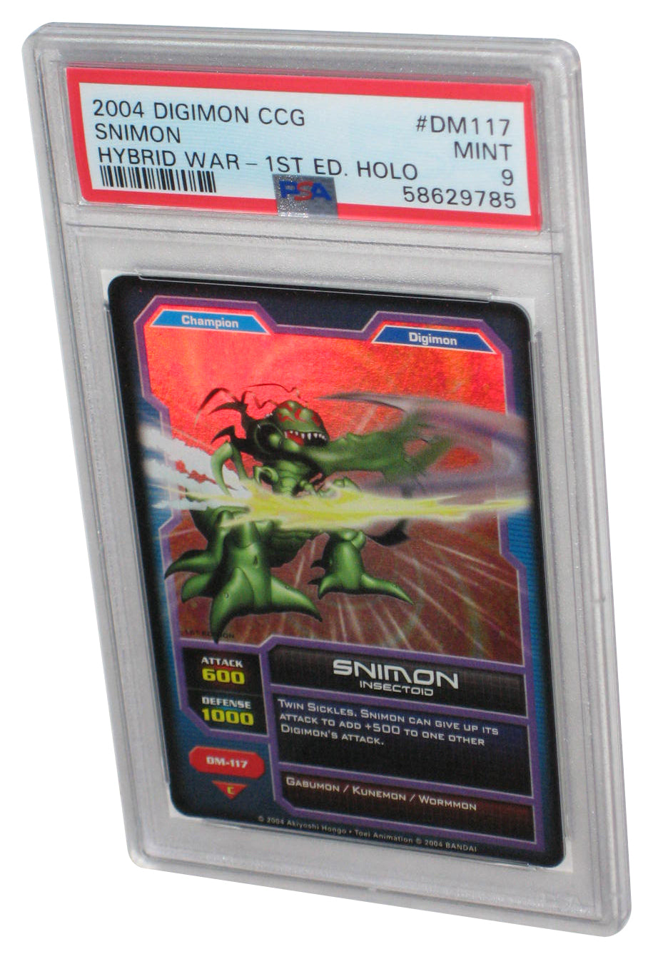 Digimon CCG 2004 Snimon Hybrid Warriors 1st Edition PSA 9 Graded Card DM117