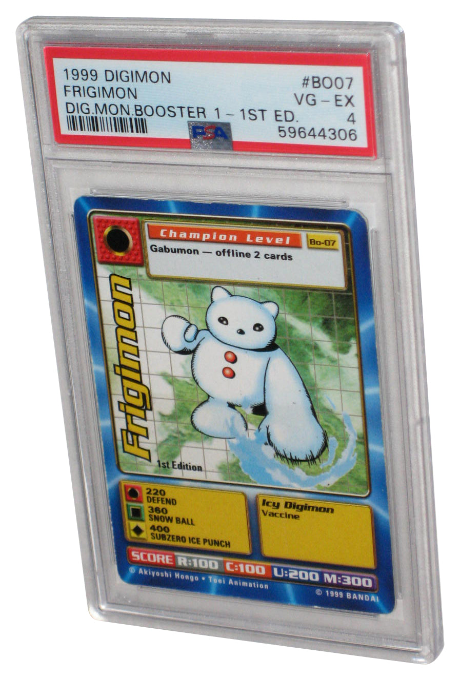 Digimon CCG 1999 Frigimon 1st Edition PSA 4 Graded Card BO07