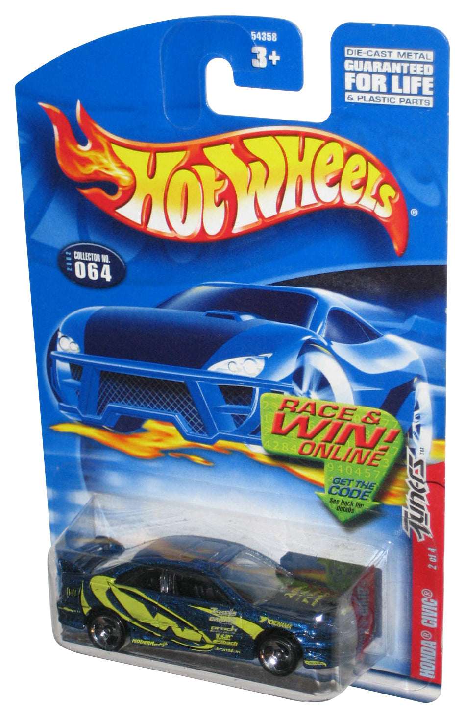 Hot Wheels Tuners 2/4 (2000) Mattel Honda Civic Blue Toy Car #064