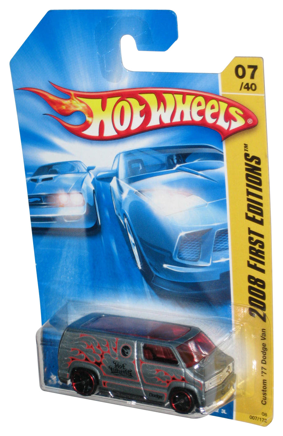 Hot Wheels 2008 First Editions Silver Custom '77 Dodge Van Toy 007/172