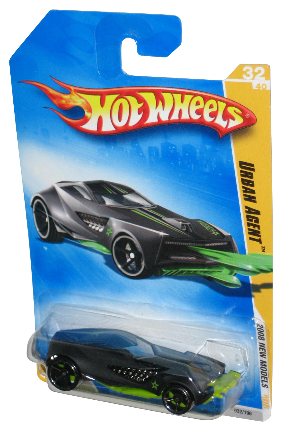 Hot Wheels 2008 New Models 32/40 Black & Green Urban Agent Toy Car 032/196