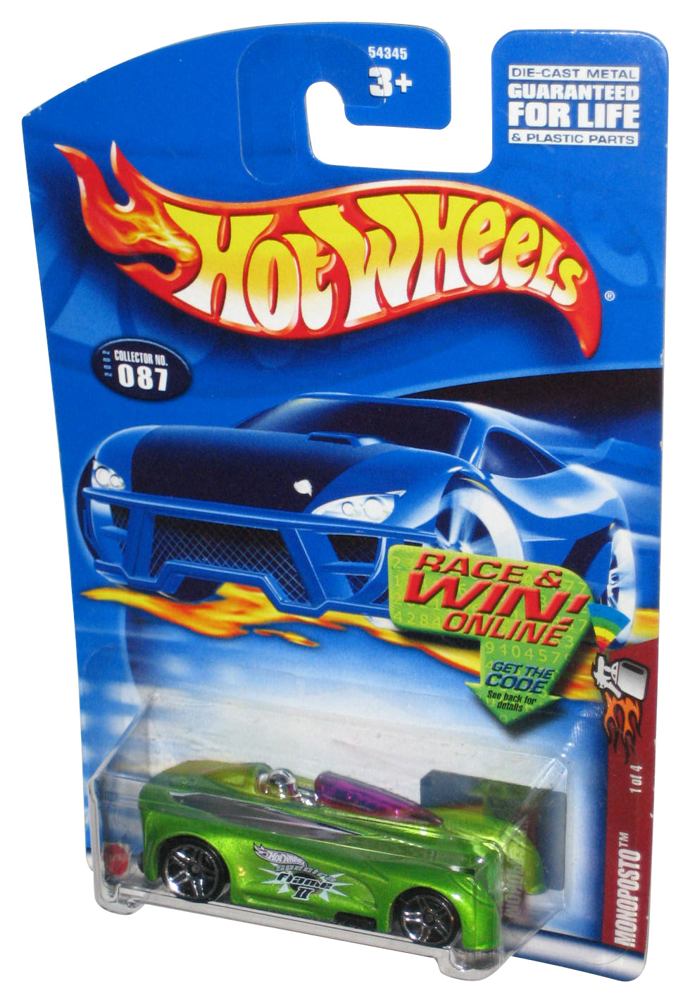 Hot Wheels Monoposto 1/4 (2002) Green Spectra Flame II Toy Car #087