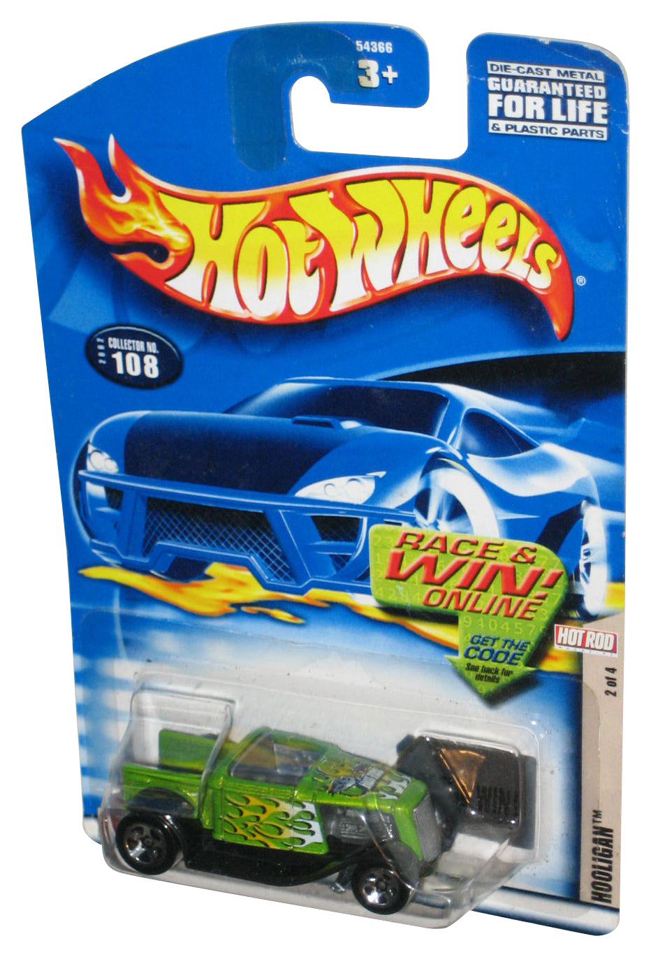 Hot Wheels Hot Rod 2/4 Hooligan (2002) Mattel Green Toy Car #108