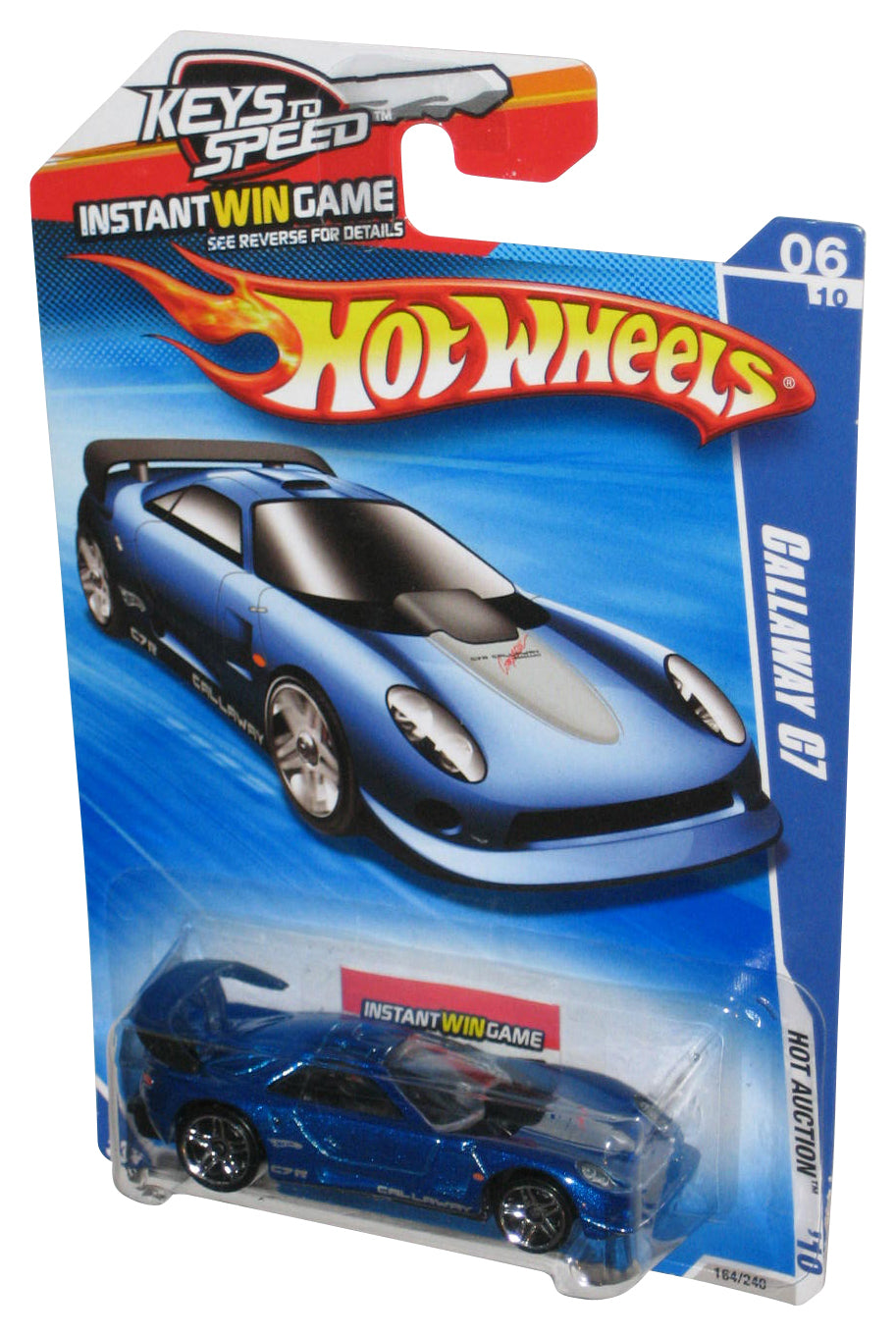 Hot Wheels Auction '10 Callaway C7 (2009) Mattel Blue Toy Car 164/240 - (Keys To Speed Card)