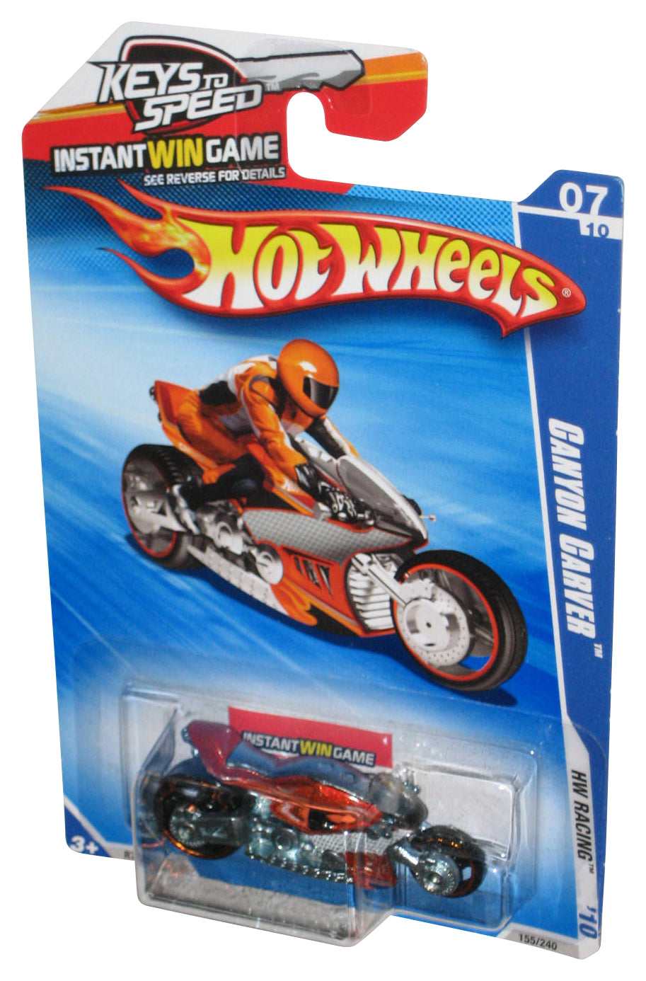 Hot Wheels HW Racing 7/10 '10 Canyon Carver (2009) Red & White Toy Car 155/240 - (Keys To Speed Card)