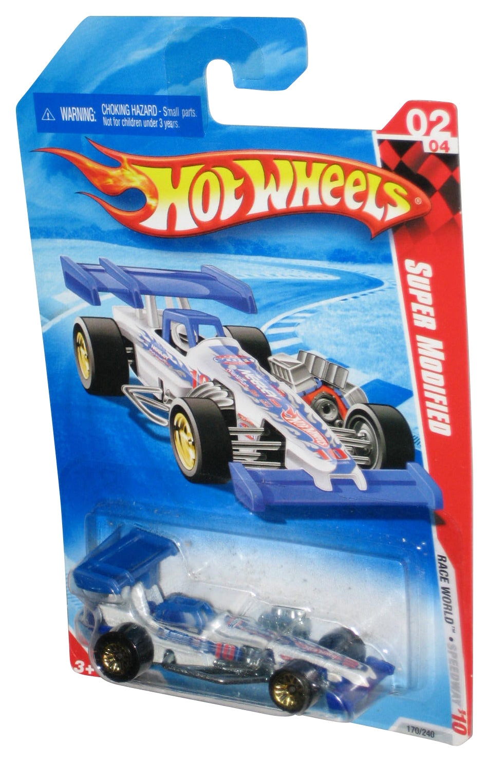 Hot Wheels Race World Speedway '10 02/04 White Super Modified Toy Car 170/240