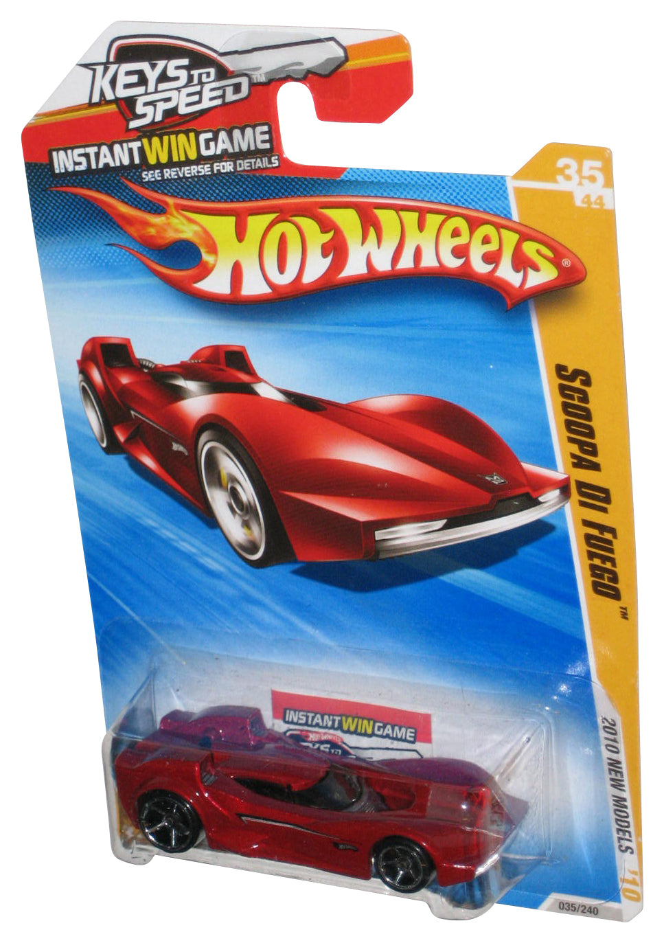 Hot Wheels 2010 New Models Red Scoopa Di Fuego Toy Car 035/240 - (Keys To Speed Card)