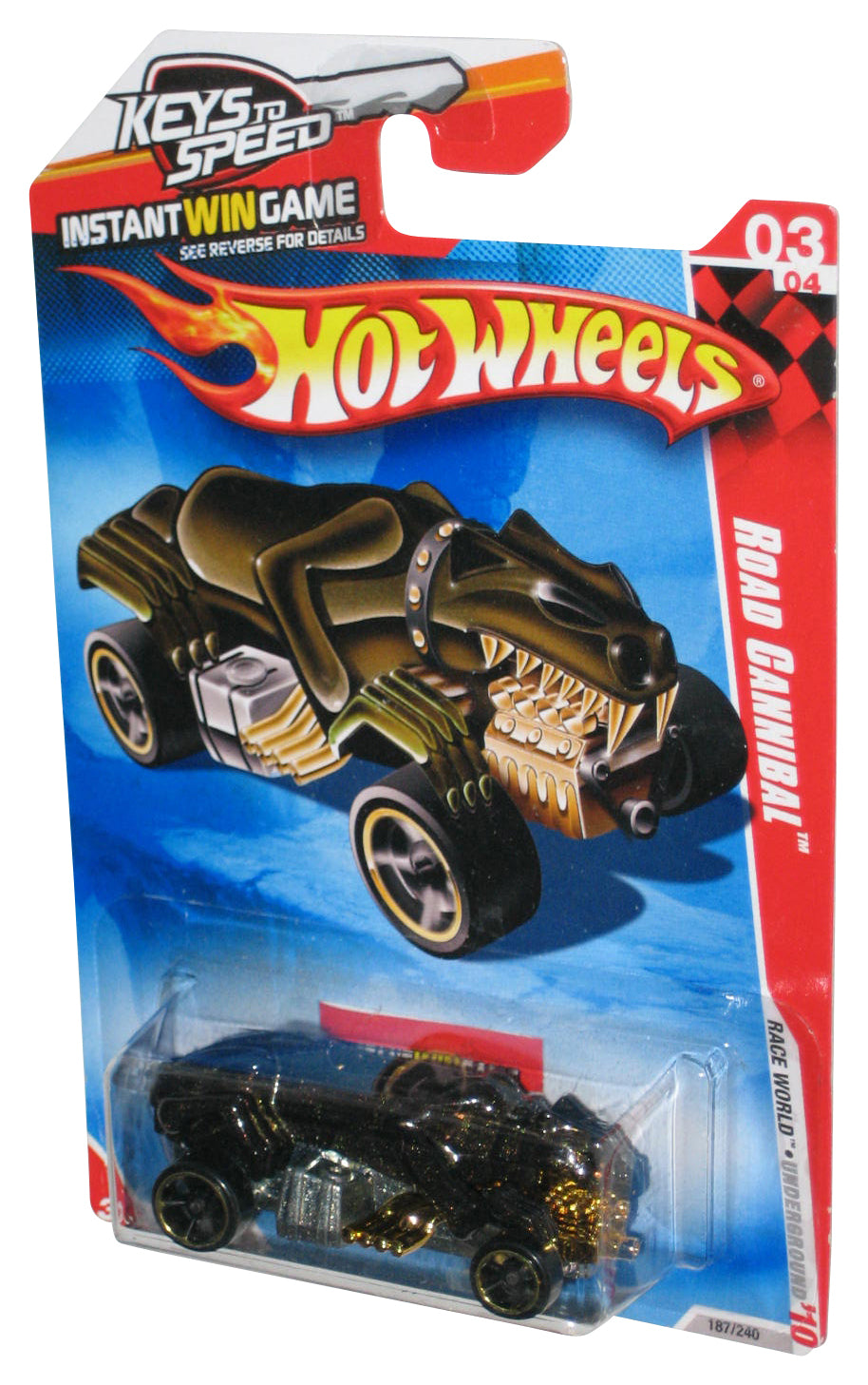 Hot Wheels Race World Underground '10 Black Road Cannibal Car 187/240 - (Keys To Speed Card)