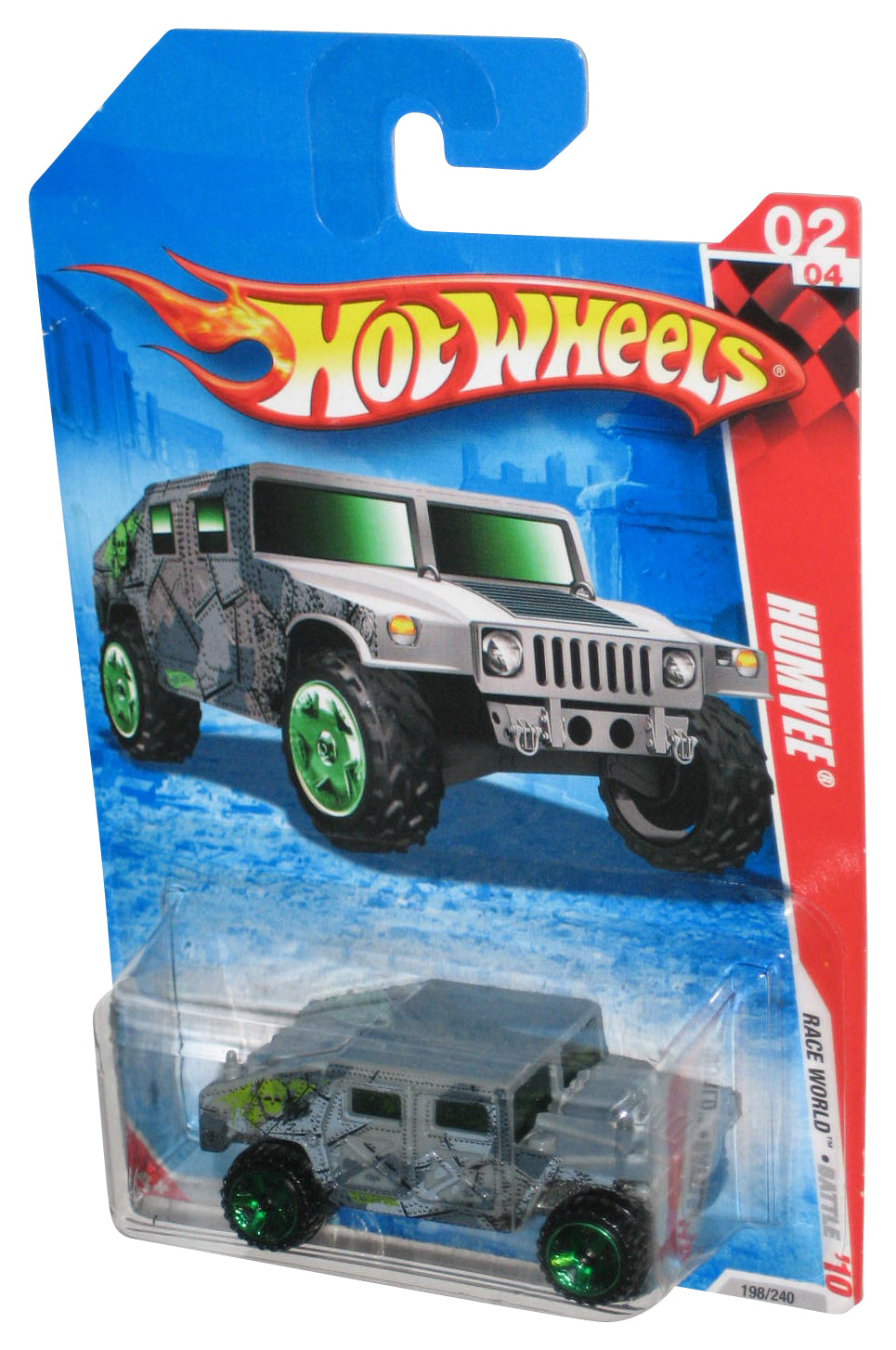 Hot Wheels Race World Battle '10 2/4 Gray Humvee Toy Car 198/240