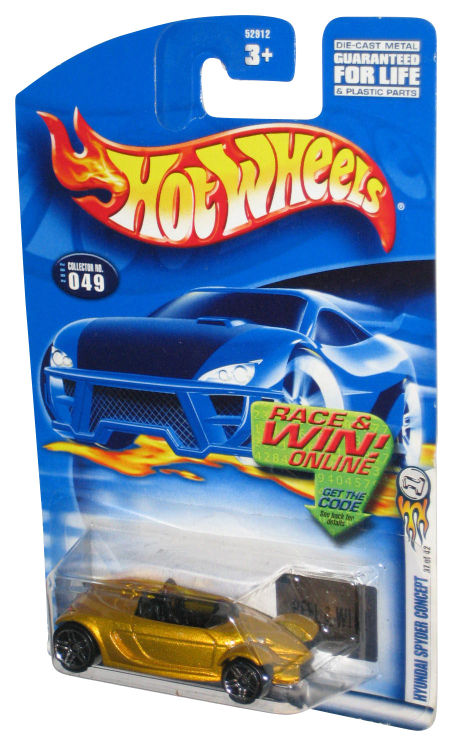 Hot Wheels Hyundai Spyder Concept 37/42 (2002) Gold Collector Toy Car #049