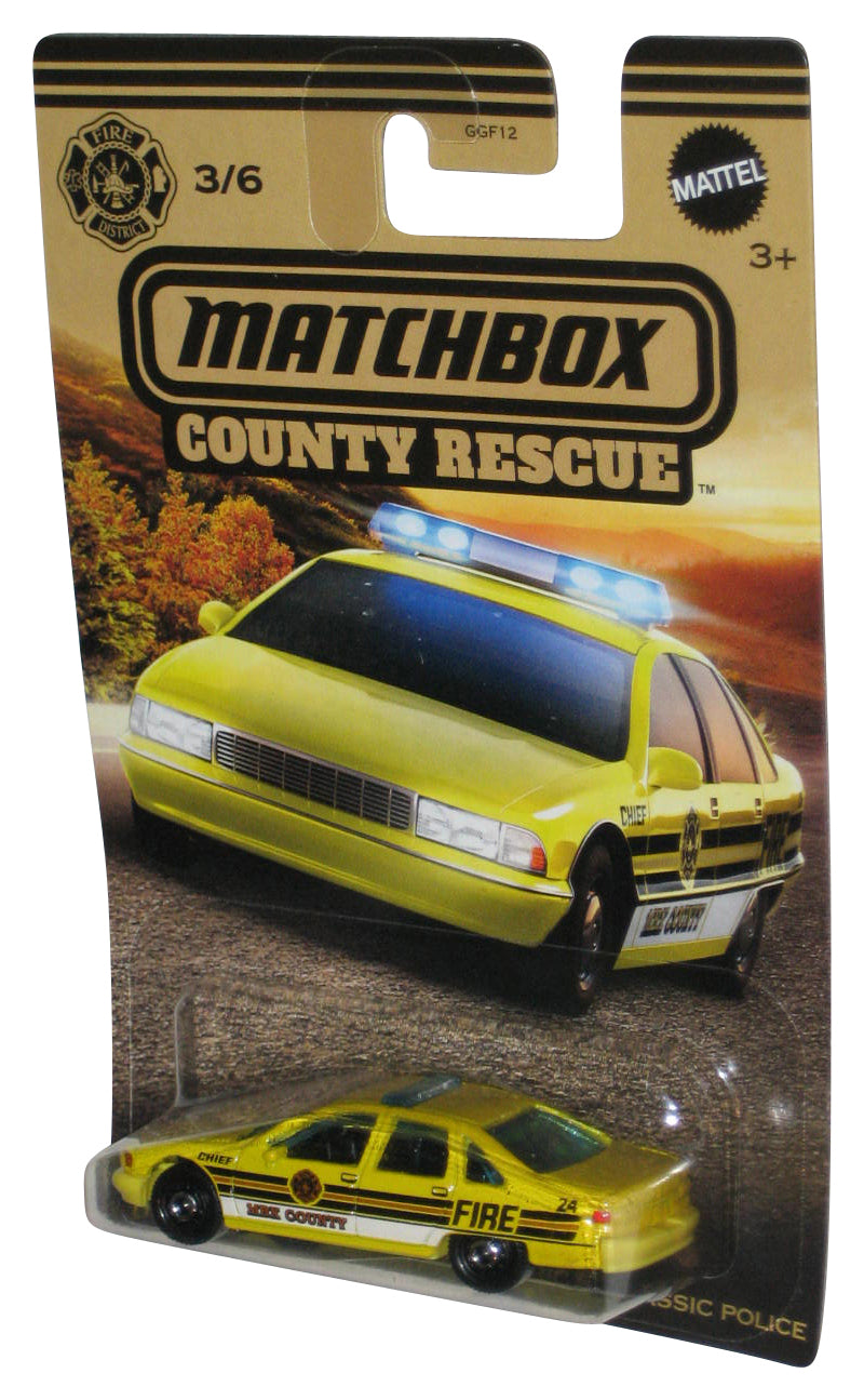 Matchbox County Rescue (2023) Yellow Chevy Caprice Classic Police Toy Car 3/6
