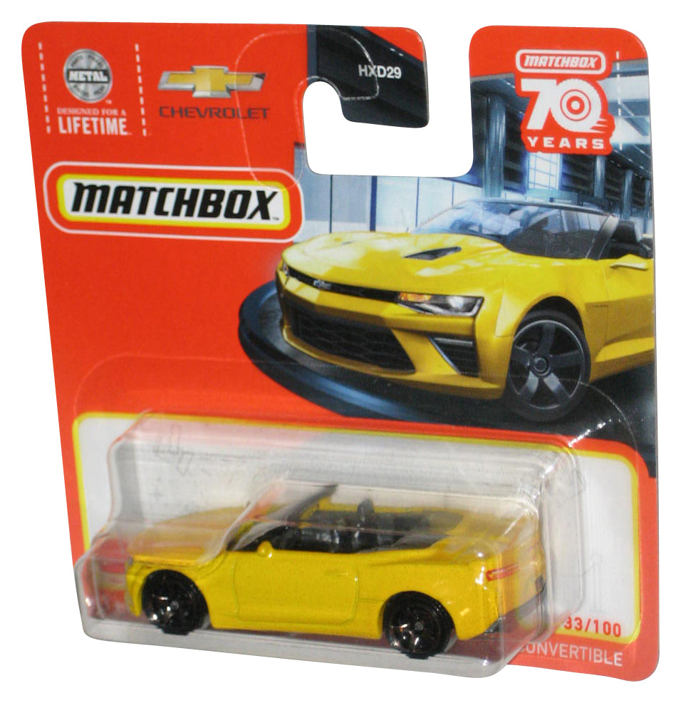 Matchbox Yellow '16 Chevy Camaro Convertible Toy Car 33/100 - (Short Card)