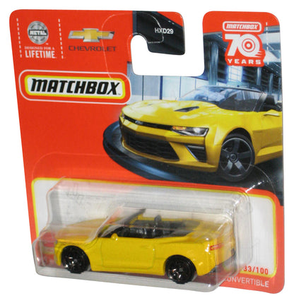 Matchbox Yellow '16 Chevy Camaro Convertible Toy Car 33/100 - (Short Card)