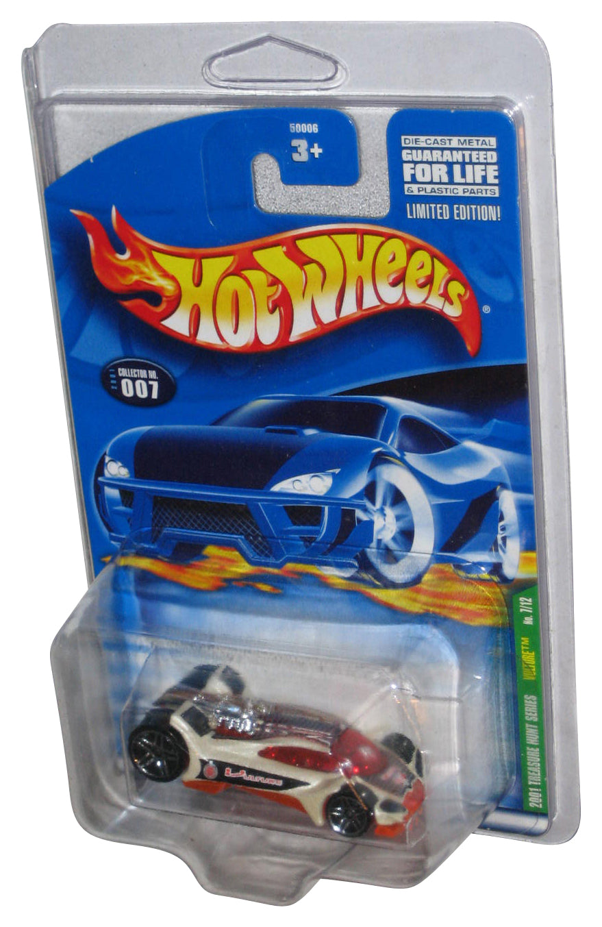 Hot Wheels 2001 Treasure Hunt 7/12 Vulture White & Orange Toy Car #007 w/ Protective Case
