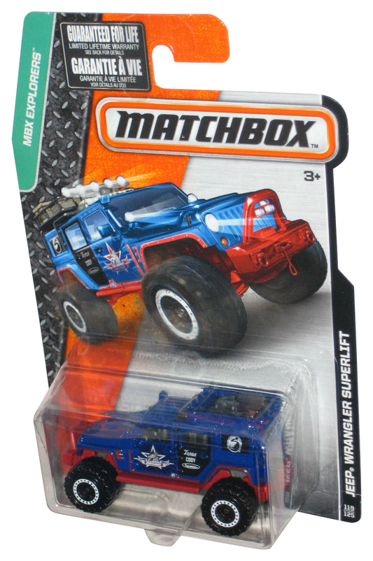 Matchbox MBX Explorers (2015) Blue Jeep Wrangler Superlift Toy Car 119/125
