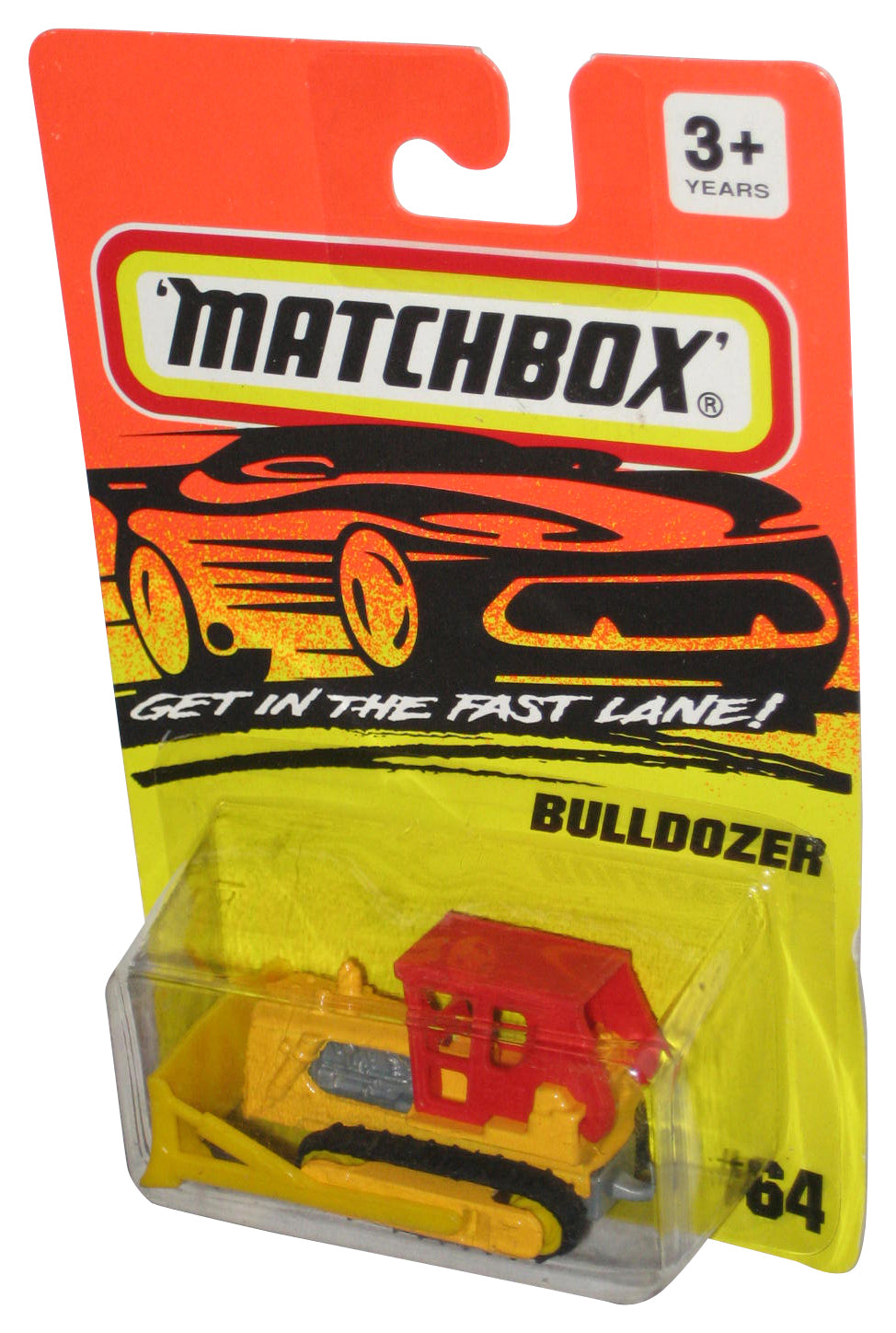 Matchbox Get In The Fast Lane (1995) New Look Yellow & Red Bulldozer Toy #64