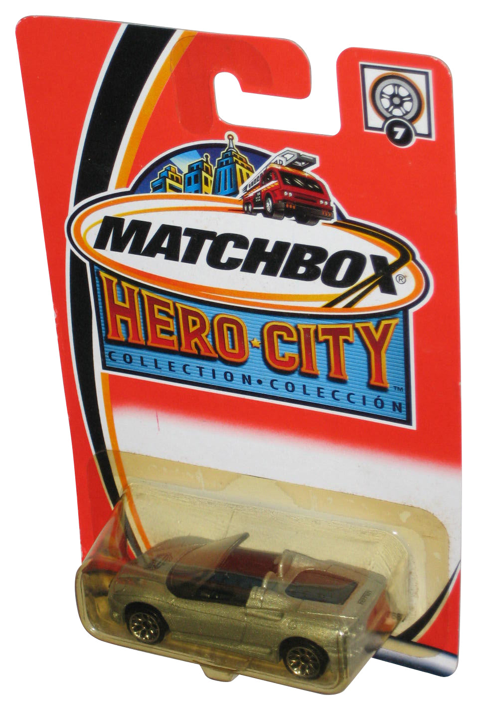 Matchbox Hero City Collection (2002) Silver Ferrari 360 Spider Toy Car #7 - (Plastic Yellow Tint)