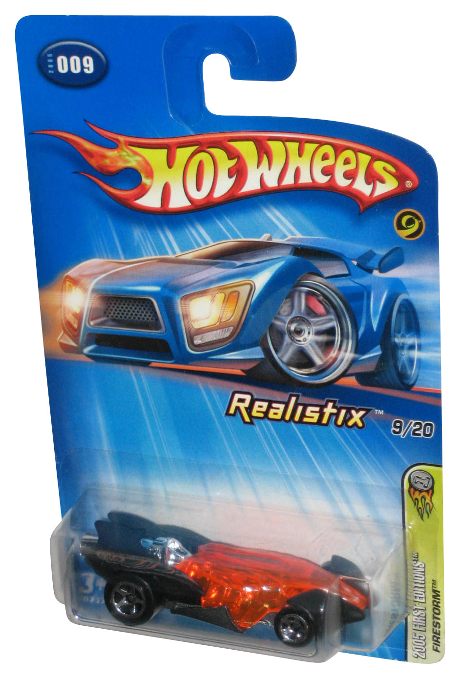Hot Wheels 2005 First Editions 9/20 Realistix Black & Orange Firestorm Toy Car #009