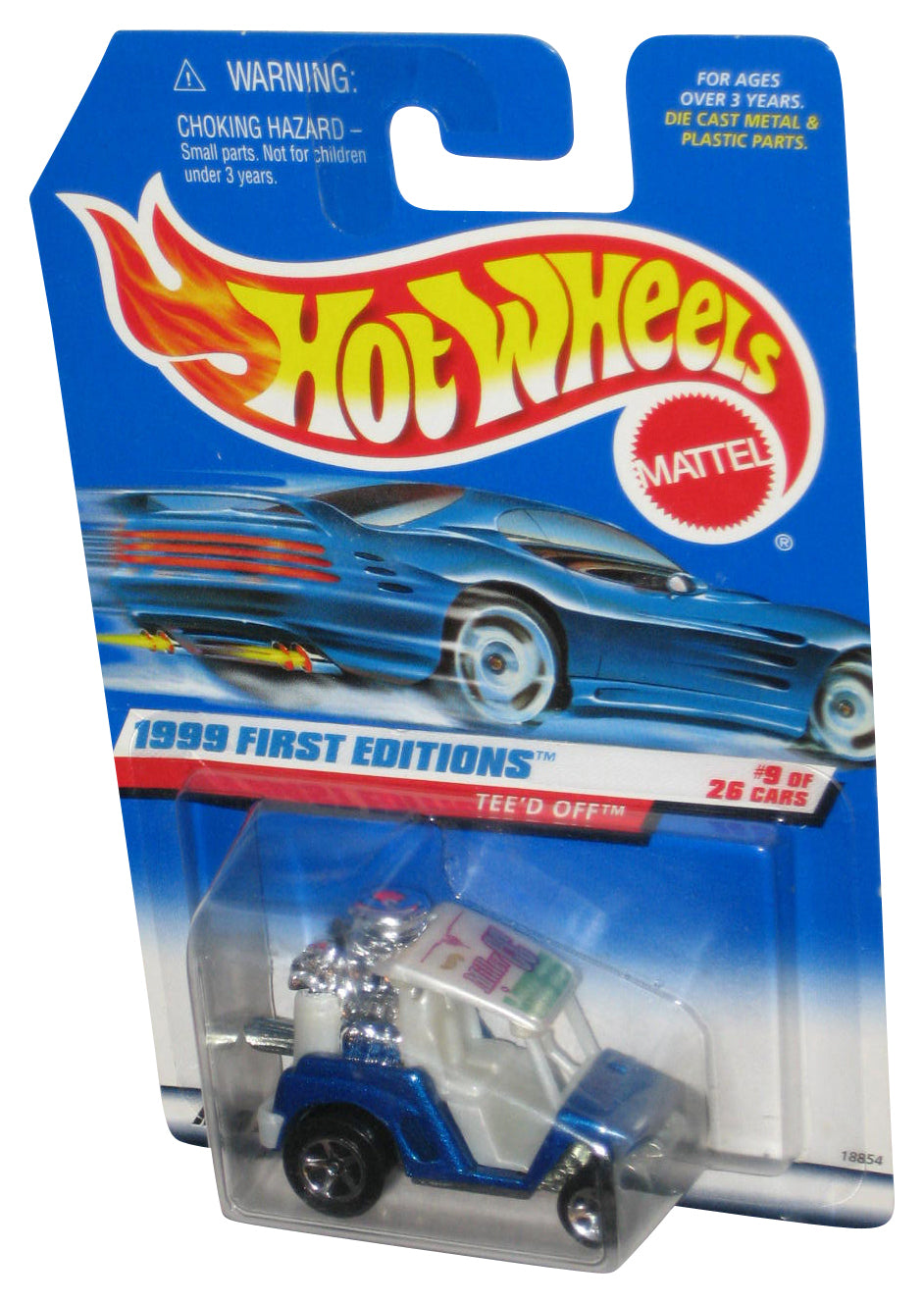 Hot Wheels 1999 First Editions 9/26 Blue & White Tee'd Off Toy Car #683