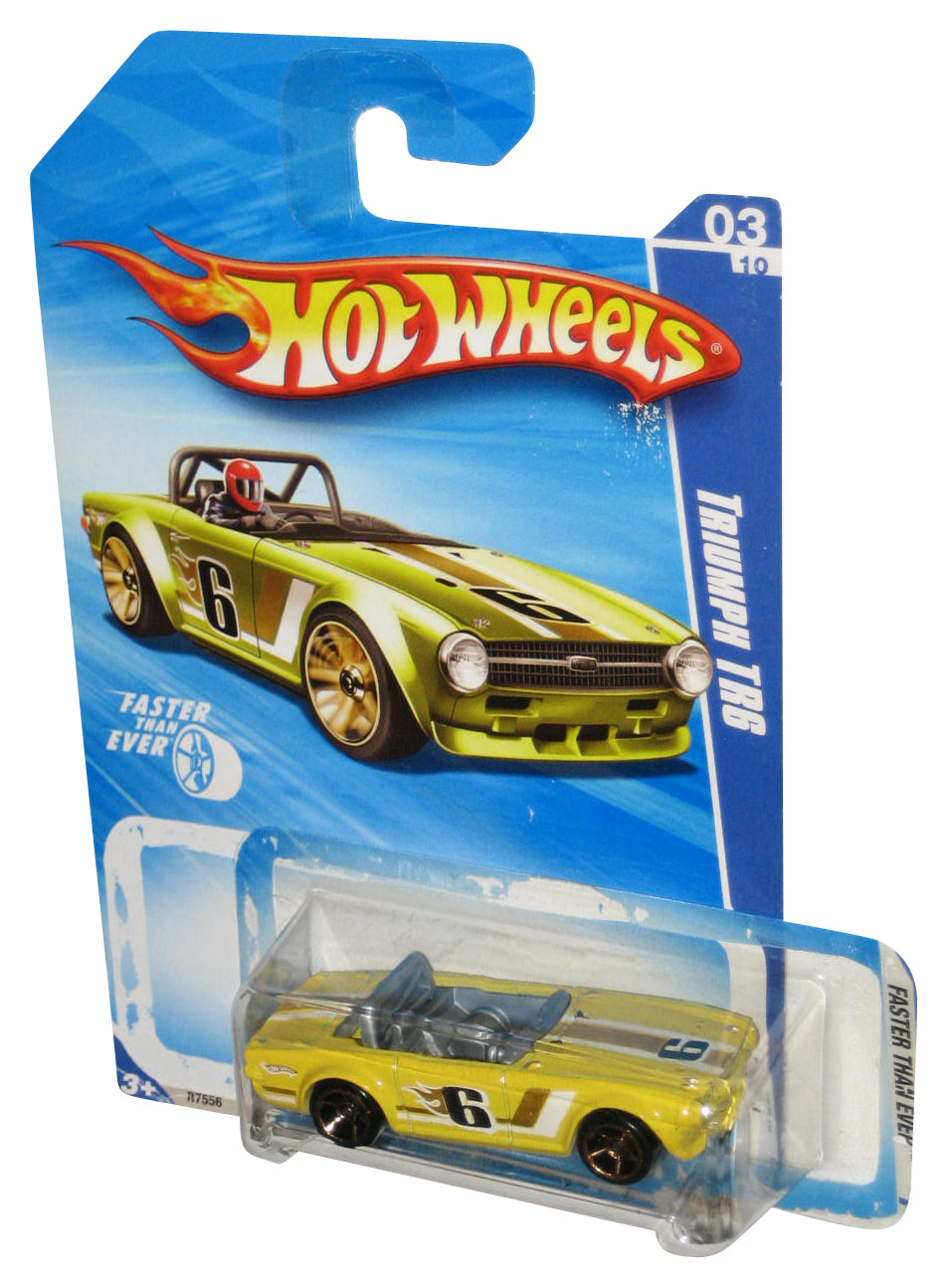 Hot Wheels Faster Than Ever '10 Yellow Triumph TR6 Toy Car 131/240 - (Plastic Loose From Card)